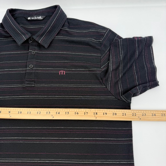 Travis Mathew Polo Shirt Men Large Black Stripes Short Sleeves Pima Cotton Blend - Picture 9 of 11